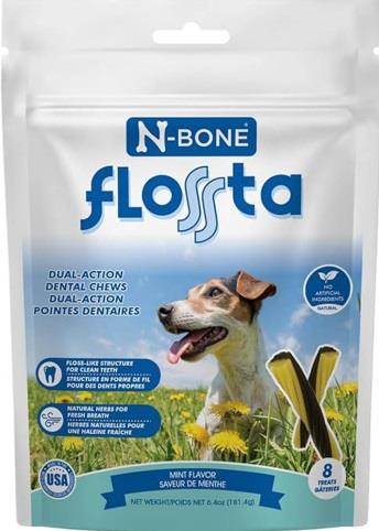 N-Bone FLOSSta Dual Action Dental Chews Mint Flavor 15 ct