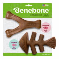 Benebone Bacon Dog Chew Fishbone/Wishbone Medium 2 Pack