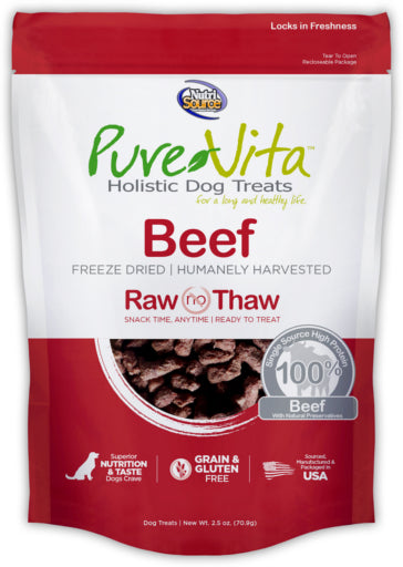 Pure Vita Freeze Dried Beef Dog Treat 2.5 oz