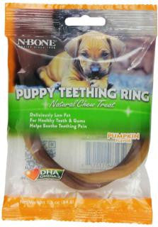 N-Bone Puppy Teething Ring Pumpkin Flavor Single