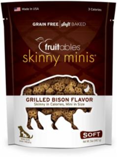 Fruitables Skinny Minis Grilled Bison Flavor Chewy Dog Treats 5 oz