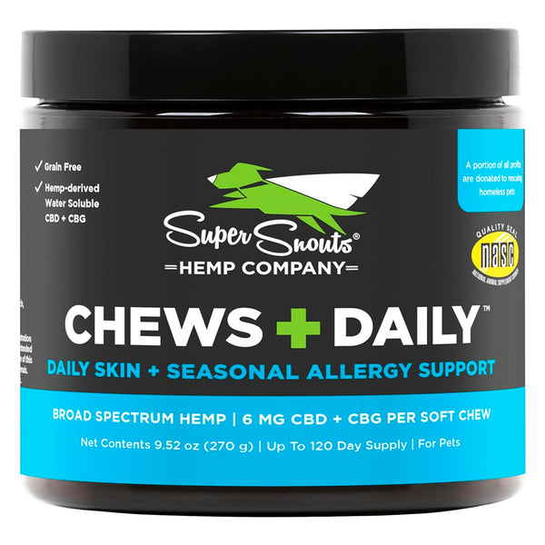 Super Snouts CHEWS+DAILY :: DAILY SKIN+ALLERGY SUPPORT CBD / CBG SOFT CHEWS 60 ct