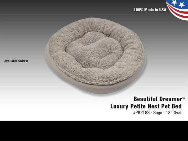 Van Ness Beautiful Dreamer Luxury Petite Nest Pet Bed Sage 18"  Oval