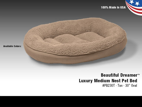 Van Ness Beautiful Dreamer Luxury Medium Nest Pet Bed Tan 30" Oval